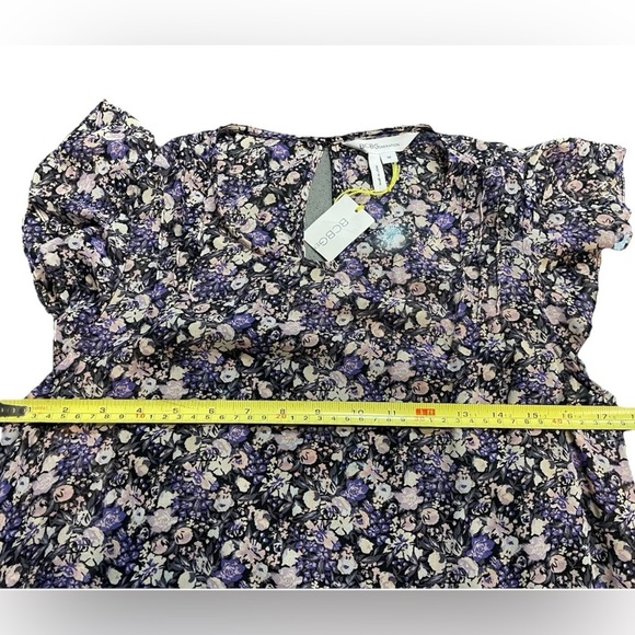 BCBGeneration Dress Purple Pink‎ Black  Floral Print Ruffle Size Medium - Picture 9 of 9